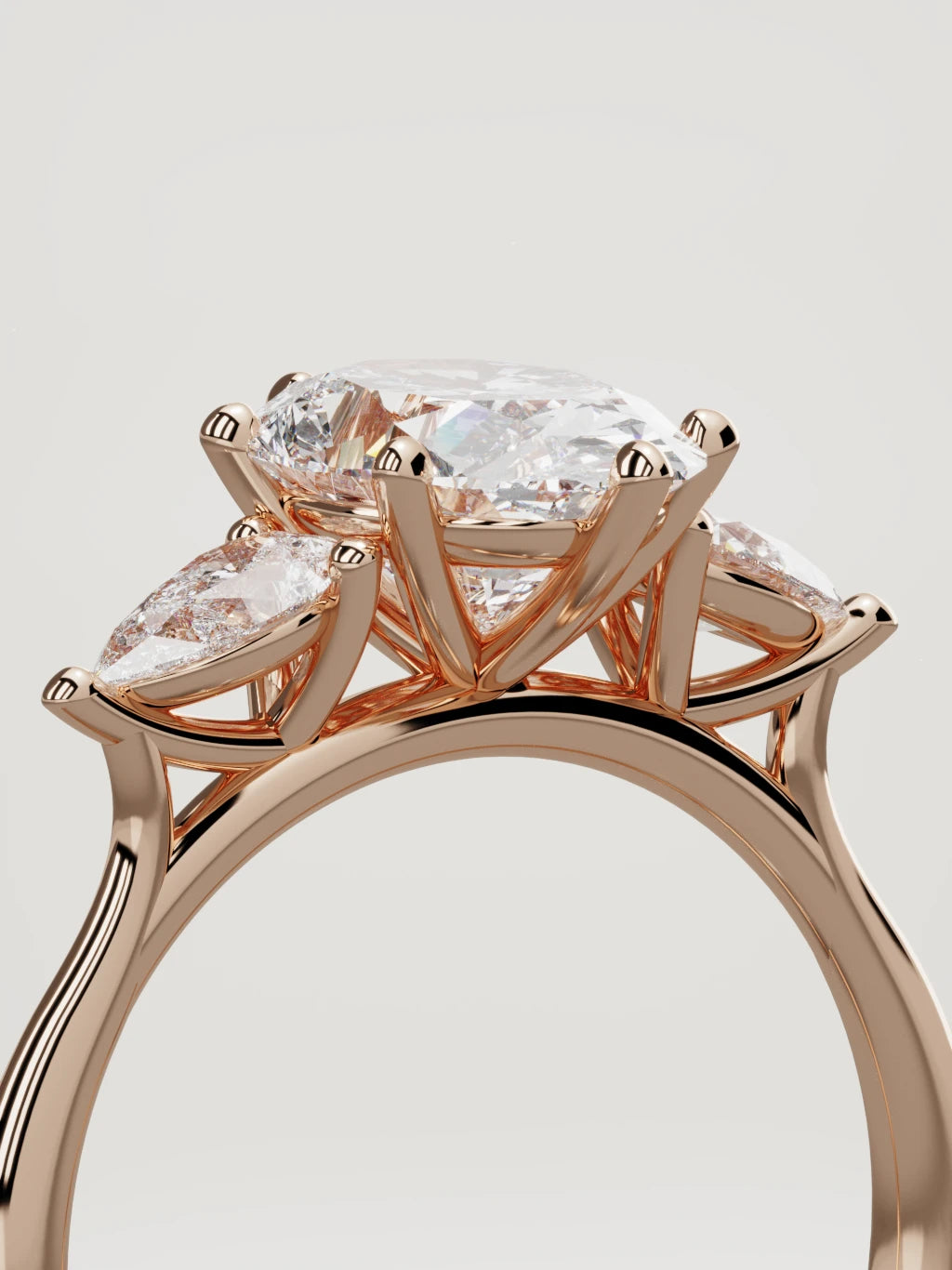 The Gala oval lab-grown diamond ring in 14K rose gold, standing three-quarter view