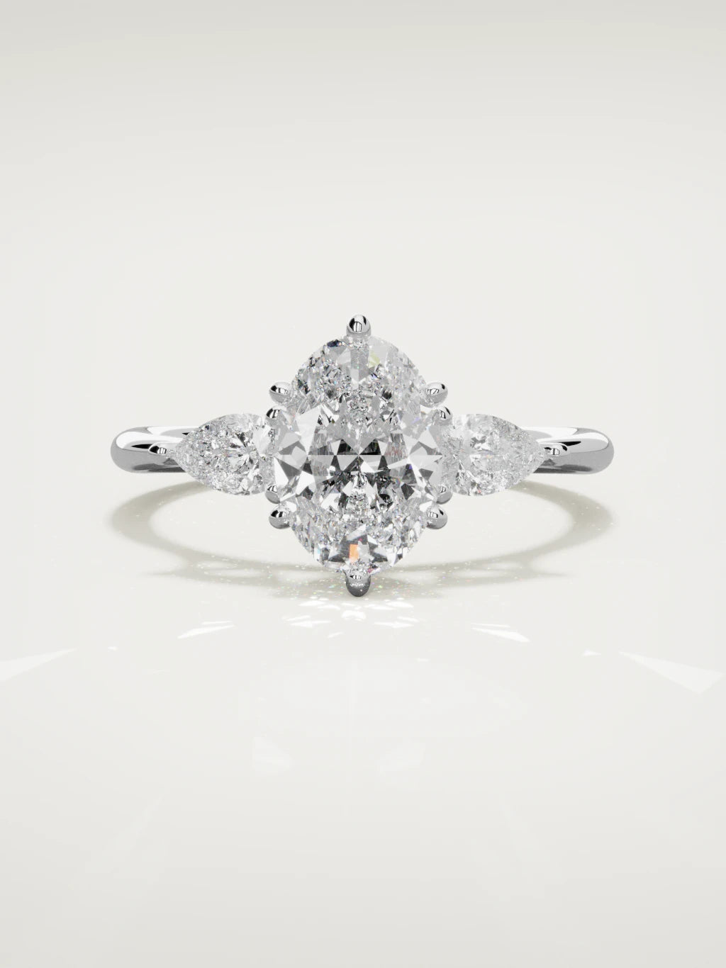 The Gala oval lab-grown diamond ring in 14K white gold, front view