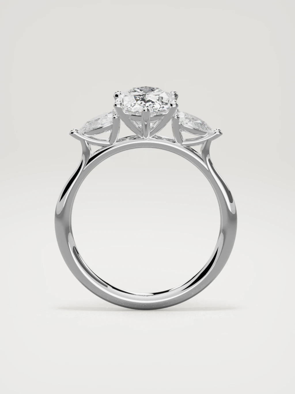 The Gala oval lab-grown diamond ring in 14K white gold, standing front view