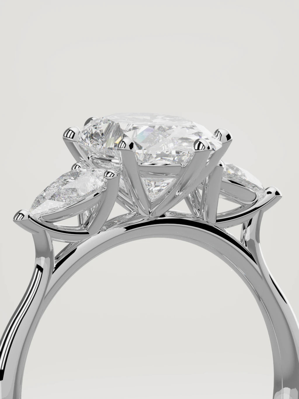 The Gala oval lab-grown diamond ring in 14K white gold, standing three-quarter view