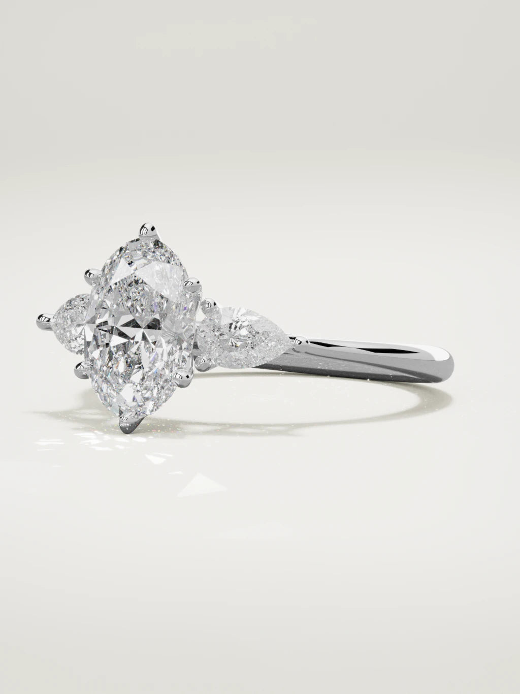 The Gala oval lab-grown diamond ring in 14K white gold, three-quarter view
