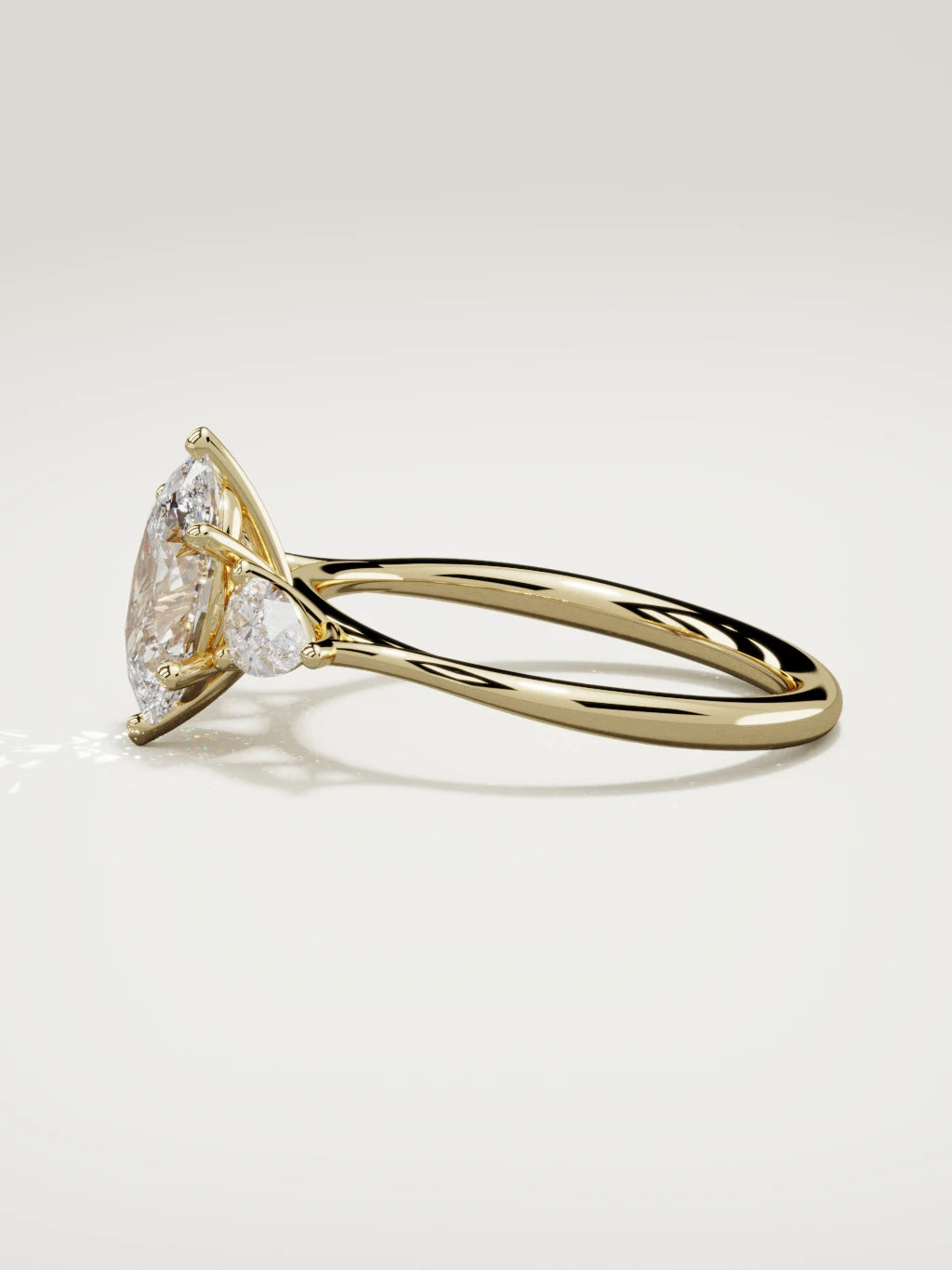 The Gala oval lab-grown diamond ring in 14K yellow gold, side view
