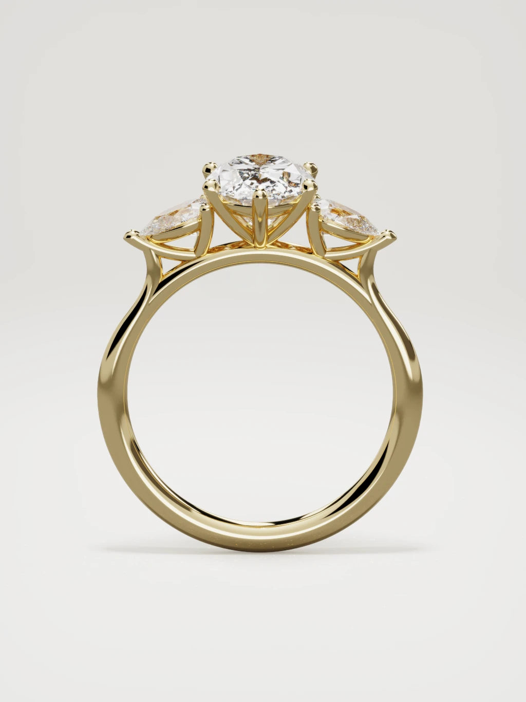 The Gala oval lab-grown diamond ring in 14K yellow gold, standing front view