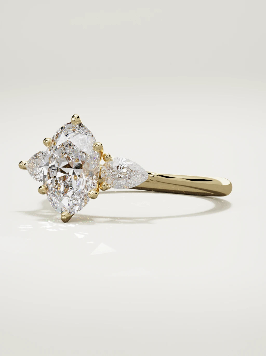 The Gala oval lab-grown diamond ring in 14K yellow gold, three-quarter view
