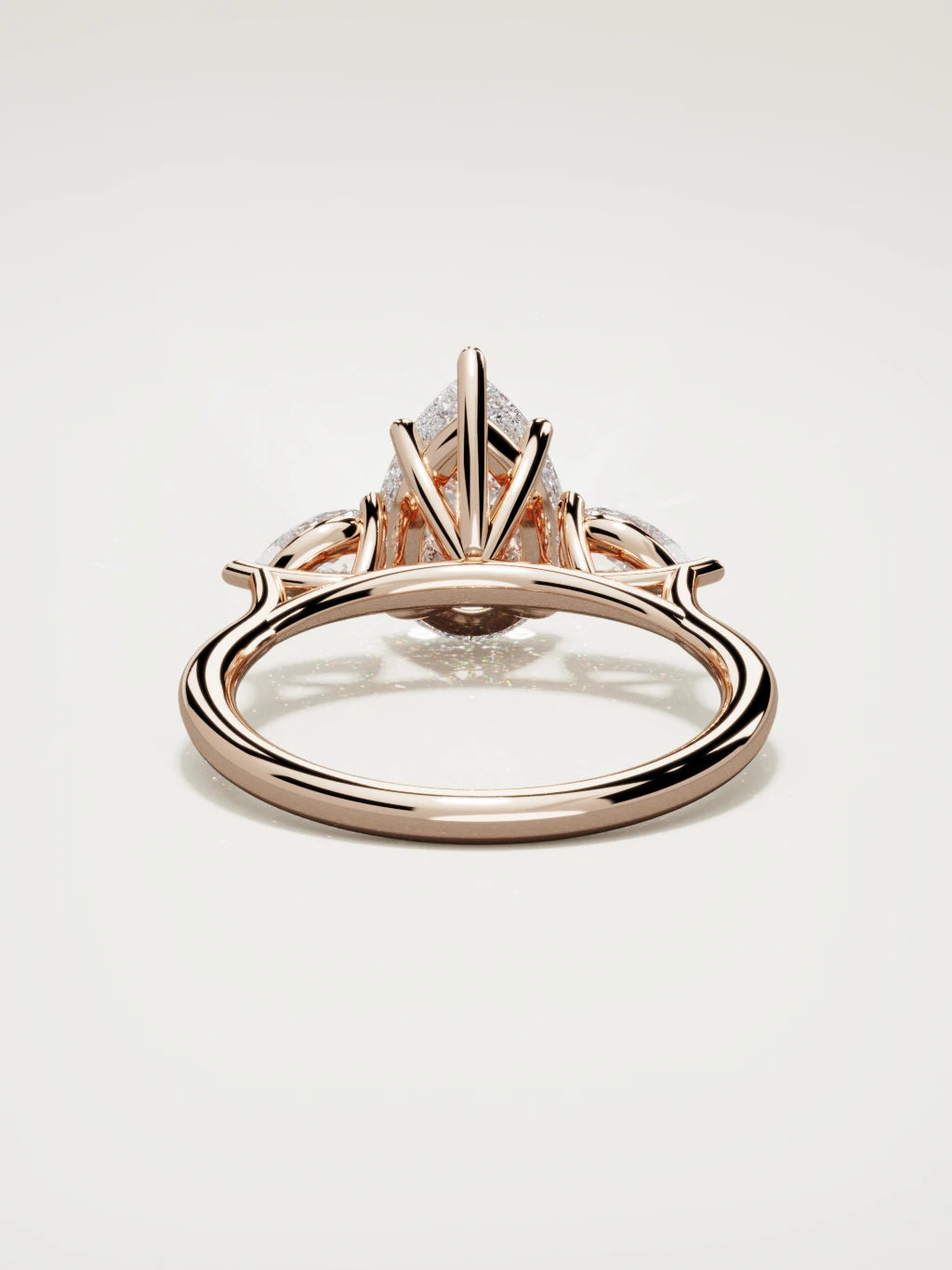 The Gala pear-shaped lab-grown diamond ring in 14K rose gold, back view