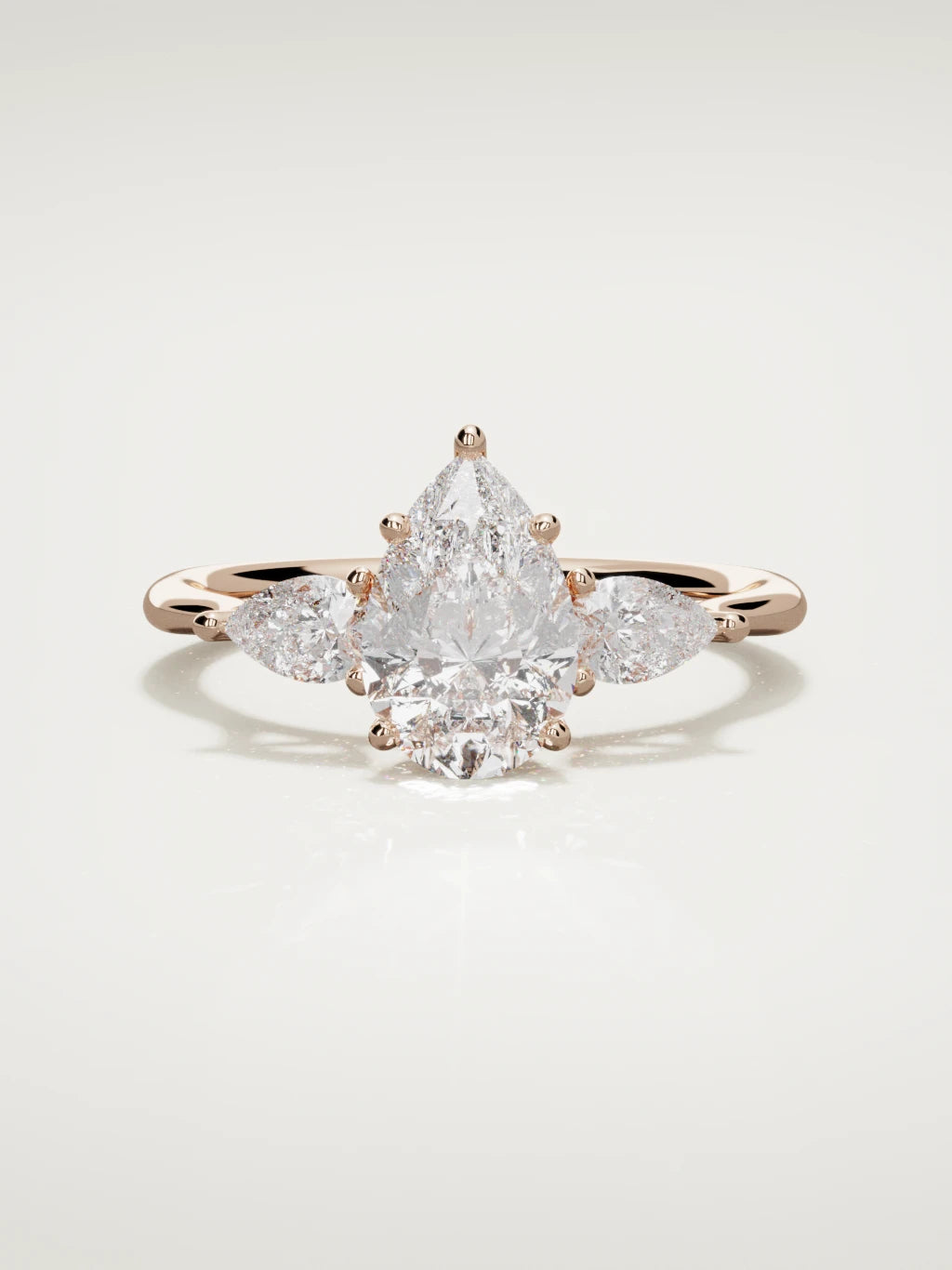 The Gala pear-shaped lab-grown diamond ring in 14K rose gold, front view