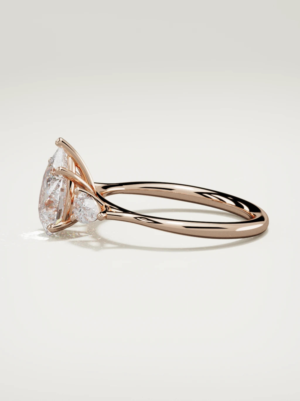 The Gala pear-shaped lab-grown diamond ring in 14K rose gold, side view