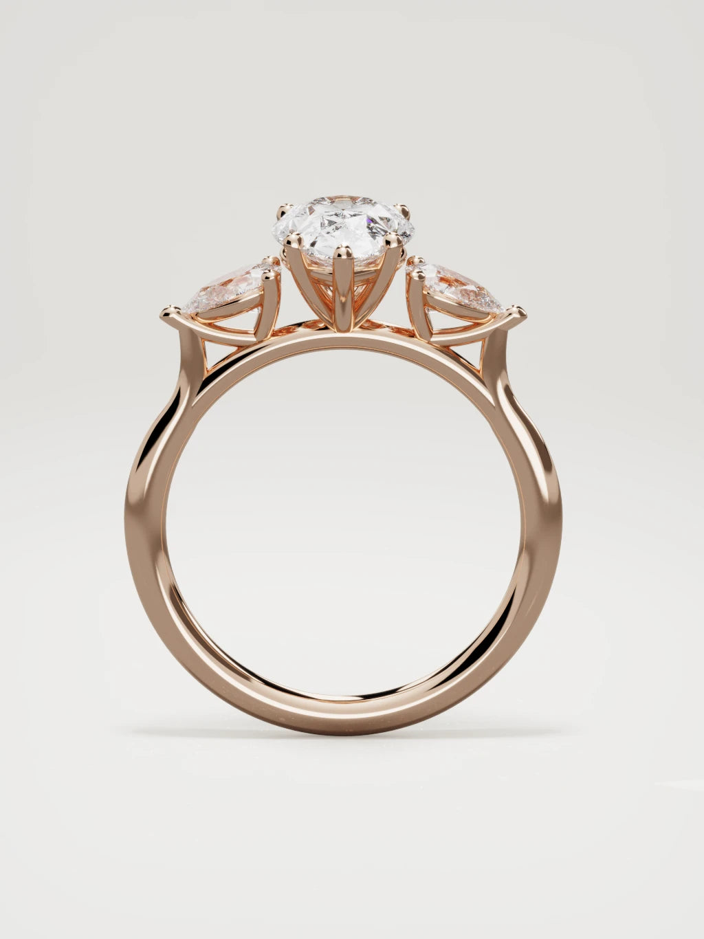 The Gala pear-shaped lab-grown diamond ring in 14K rose gold, standing front view