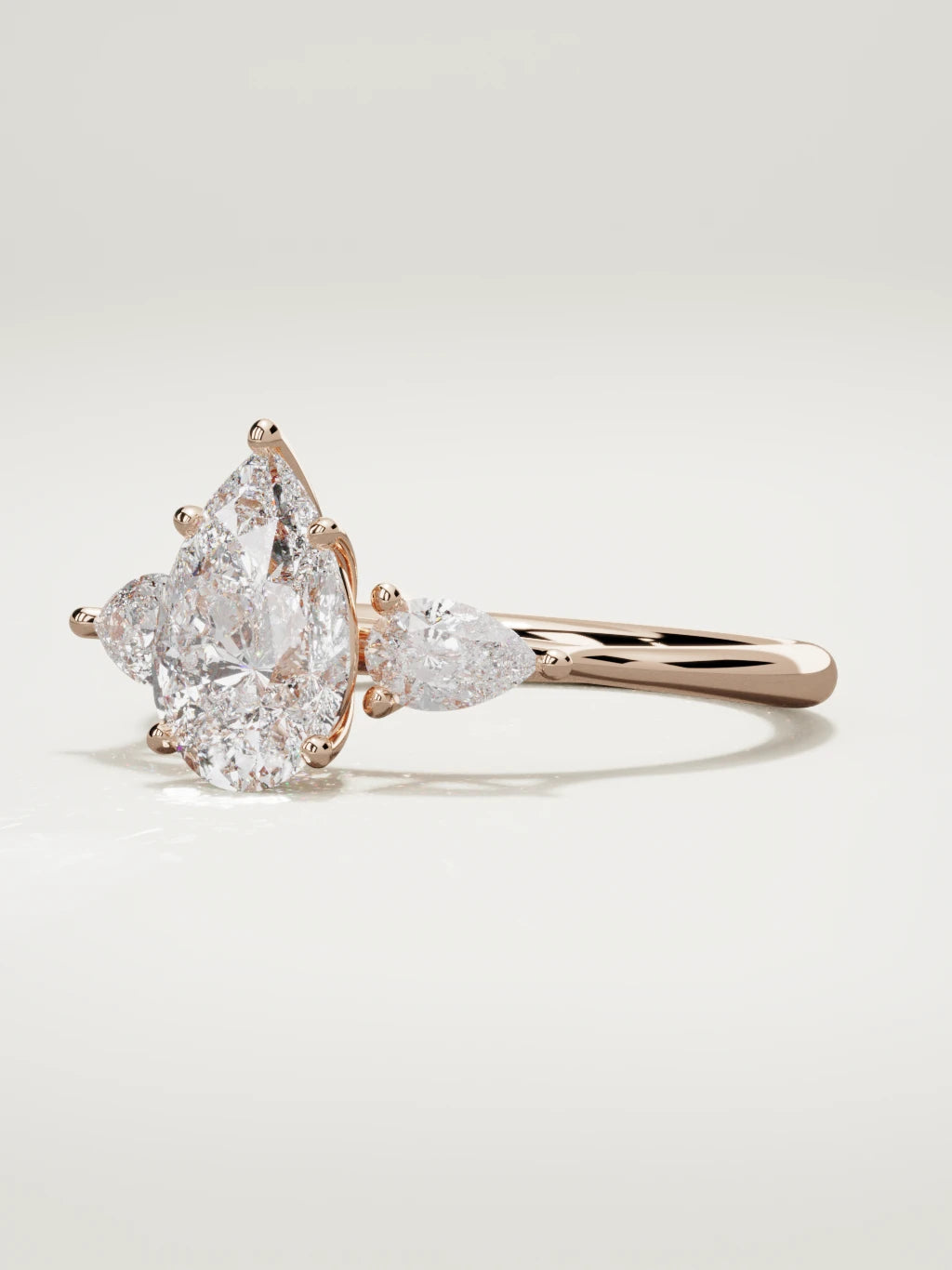 The Gala pear-shaped lab-grown diamond ring in 14K rose gold, three-quarter view