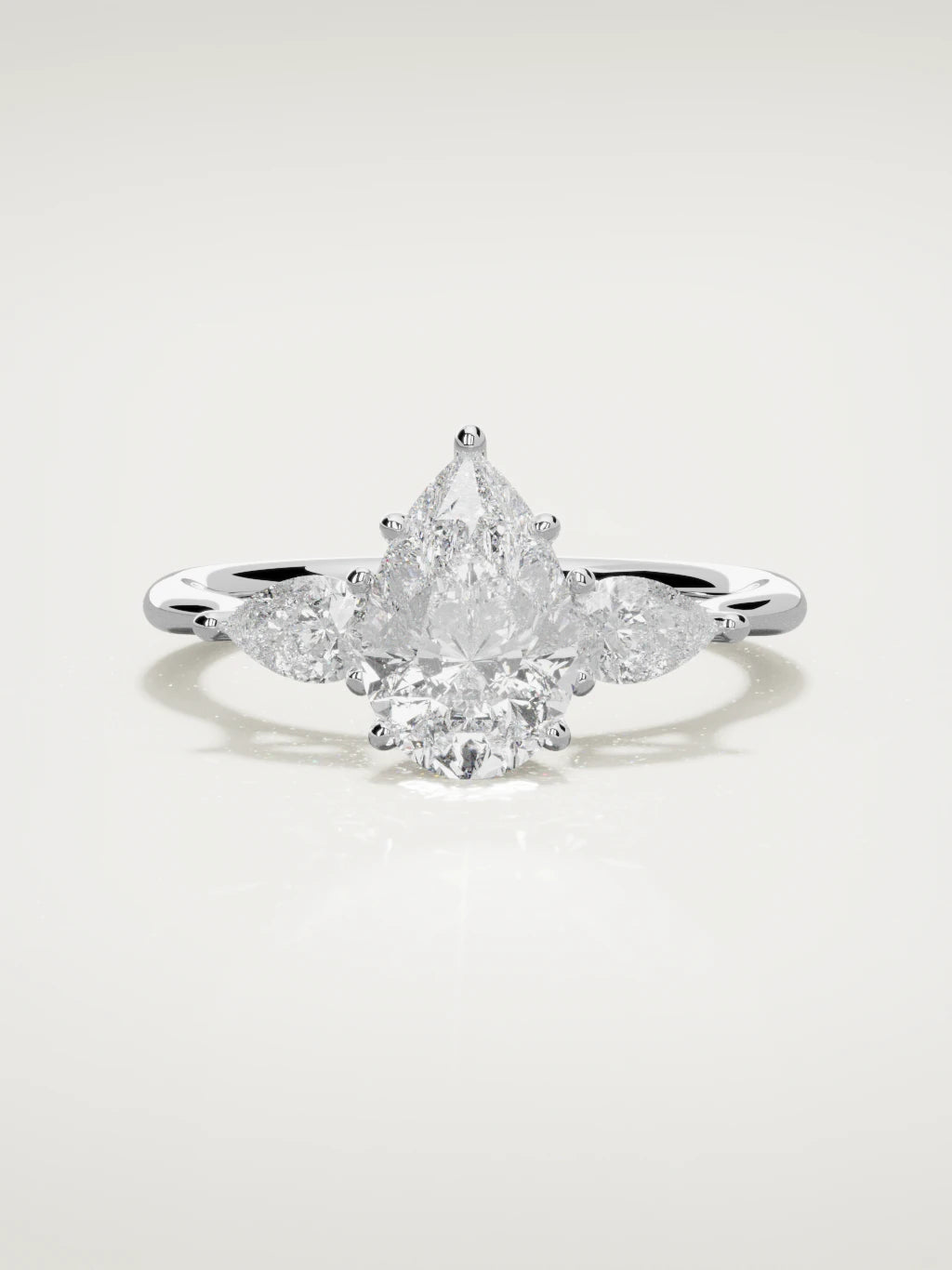 The Gala pear-shaped lab-grown diamond ring in 14K white gold, front view