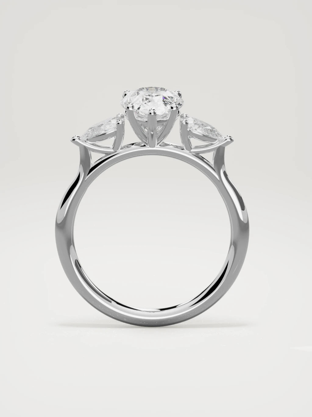The Gala pear-shaped lab-grown diamond ring in 14K white gold, standing front view