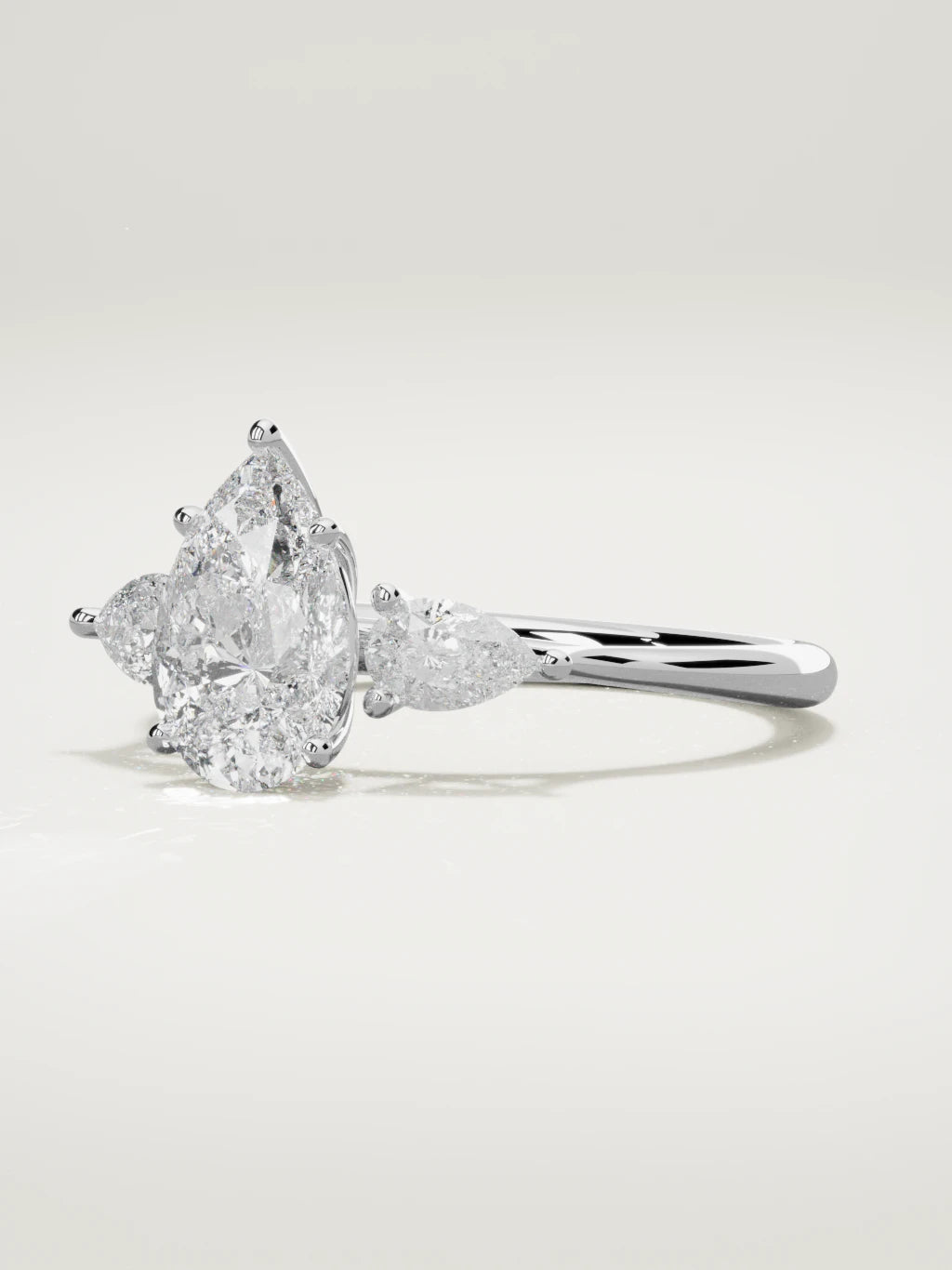 The Gala pear-shaped lab-grown diamond ring in 14K white gold, three-quarter view