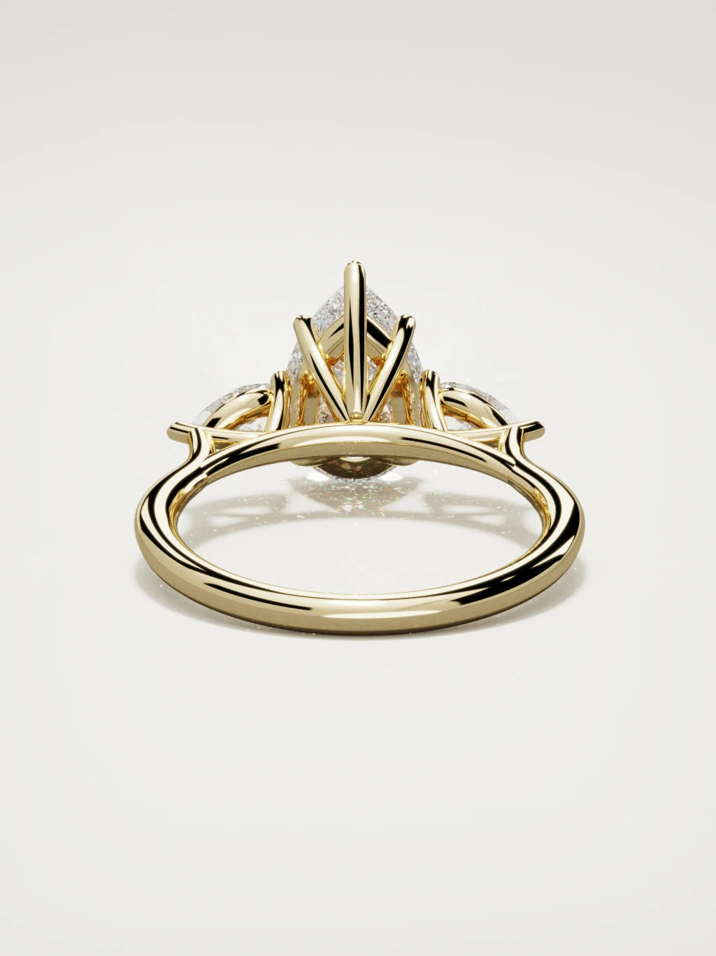 The Gala pear-shaped lab-grown diamond ring in 14K yellow gold, back view