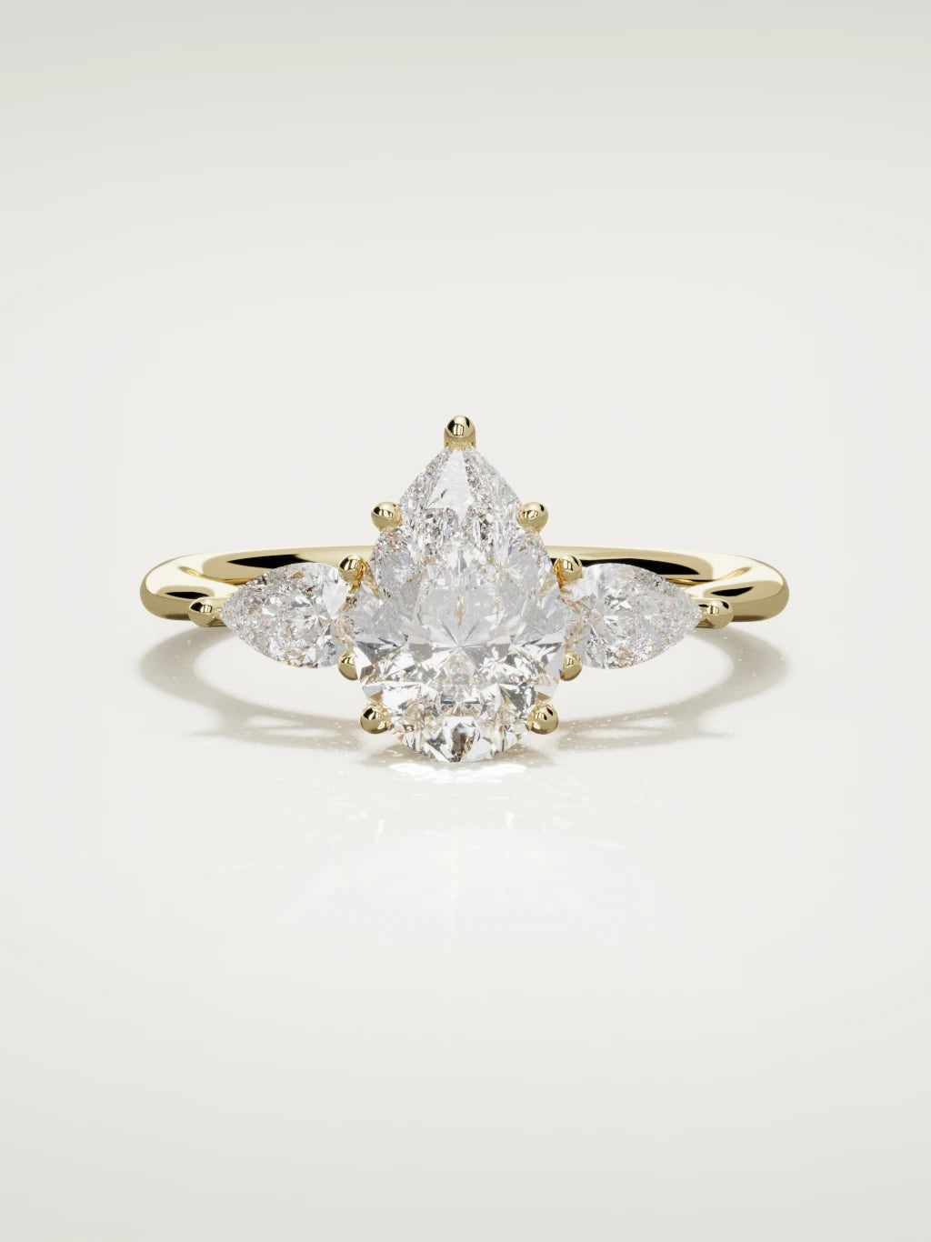 The Gala pear-shaped lab-grown diamond ring in 14K yellow gold, front view
