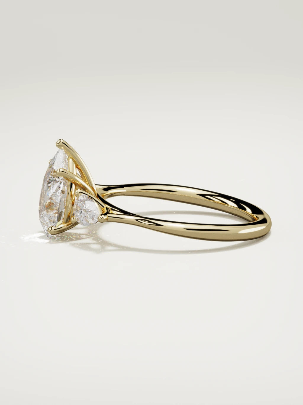 The Gala pear-shaped lab-grown diamond ring in 14K yellow gold, side view