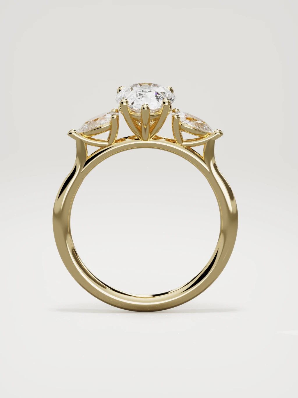 The Gala pear-shaped lab-grown diamond ring in 14K yellow gold, standing front view