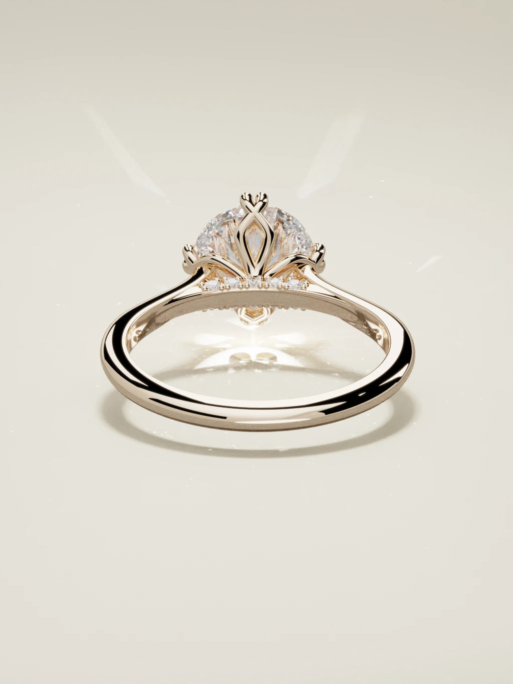 The Jazmin round lab-grown diamond solitaire in 14K rose gold, back view