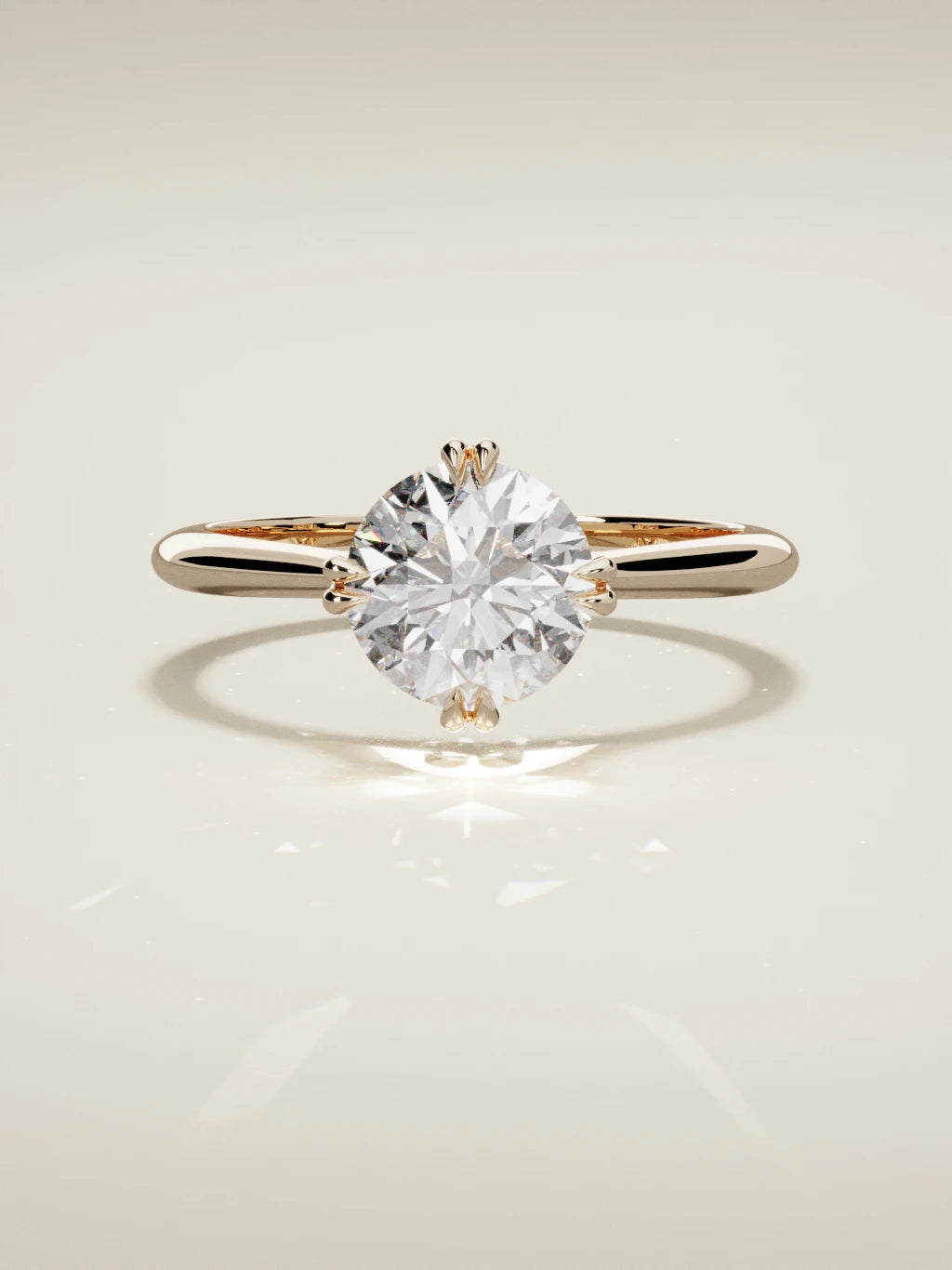 The Jazmin round lab-grown diamond solitaire in 14K rose gold, front view
