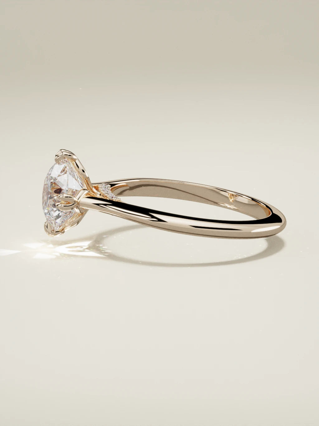 The Jazmin round lab-grown diamond solitaire in 14K rose gold, side view