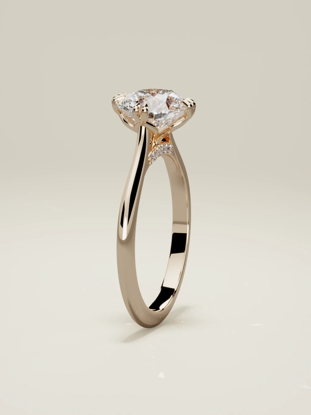 The Jazmin round lab-grown diamond solitaire in 14K rose gold, standing front view