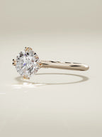 The Jazmin round lab-grown diamond solitaire in 14K rose gold, three-quarter view
