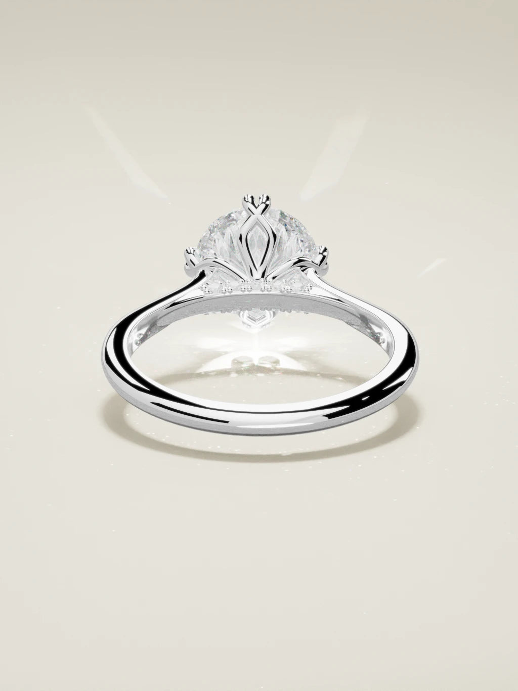 The Jazmin round lab-grown diamond solitaire in 14K white gold, back view