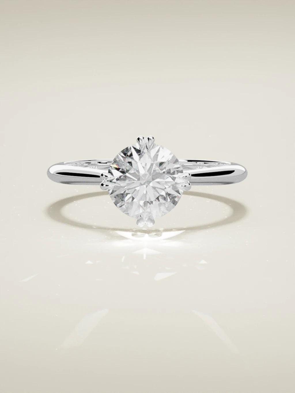 The Jazmin round lab-grown diamond solitaire in 14K white gold, front view