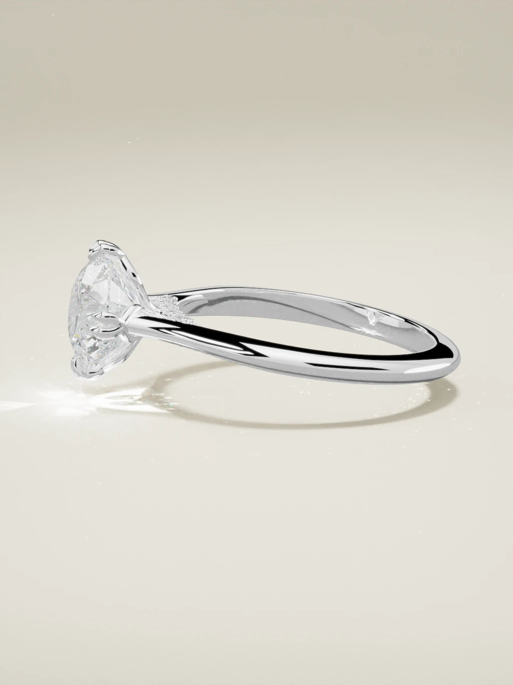 The Jazmin round lab-grown diamond solitaire in 14K white gold, side view