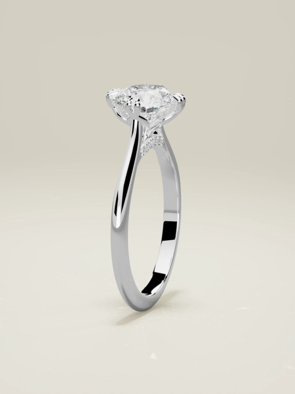 The Jazmin round lab-grown diamond solitaire in 14K white gold, standing front view