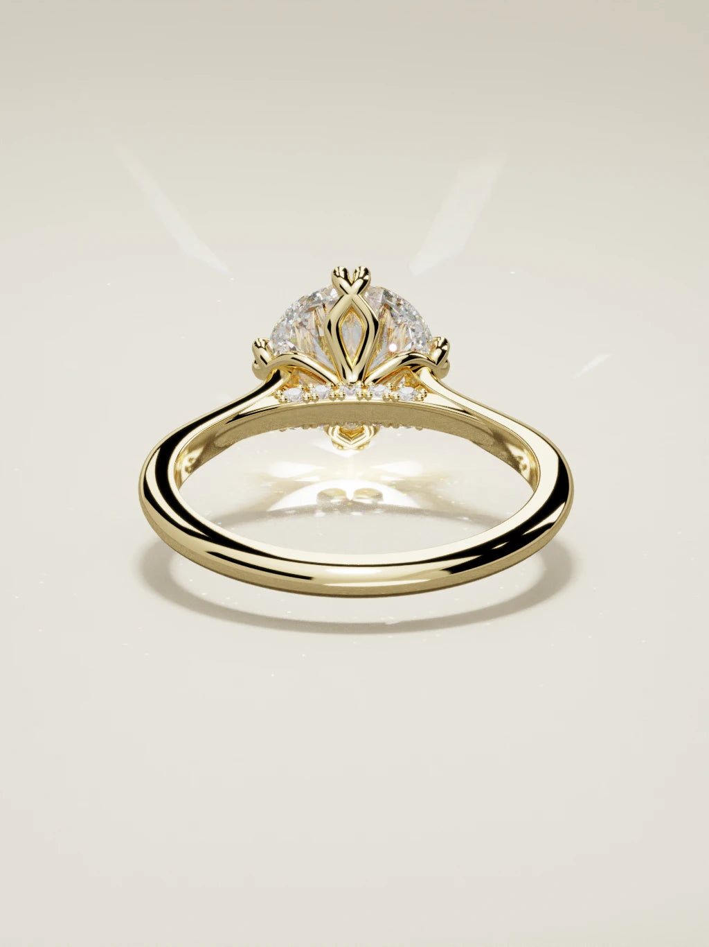 The Jazmin round lab-grown diamond solitaire in 14K yellow gold, back view
