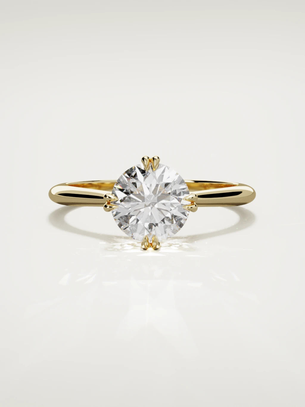 The Jazmin round lab-grown diamond solitaire in 14K yellow gold, front view