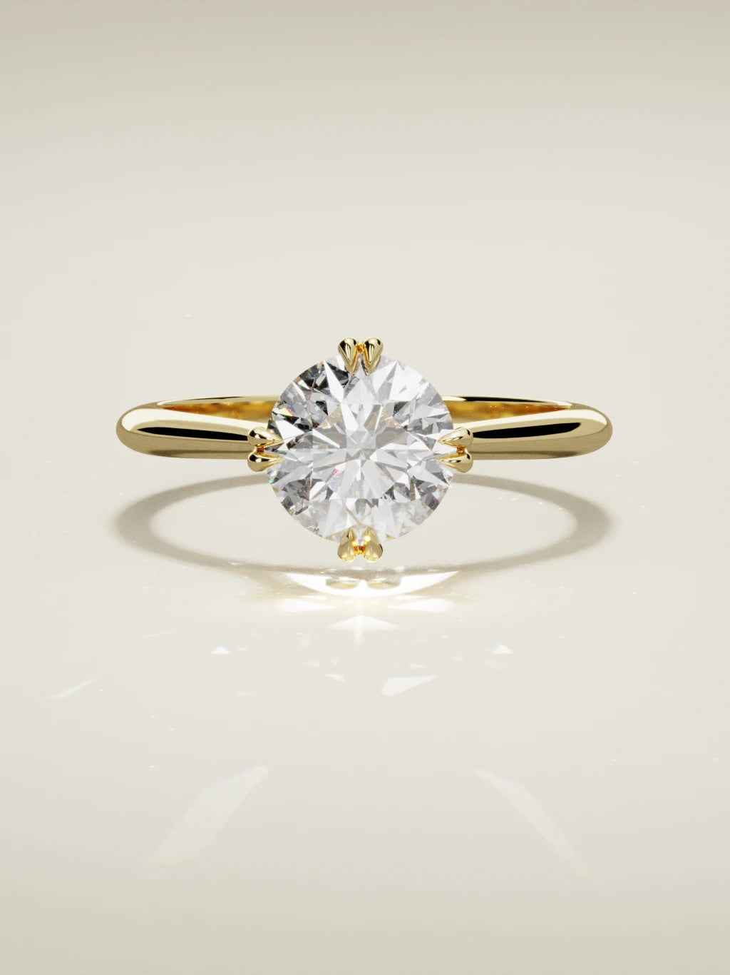 The Jazmin round lab-grown diamond solitaire in 14K yellow gold, front view