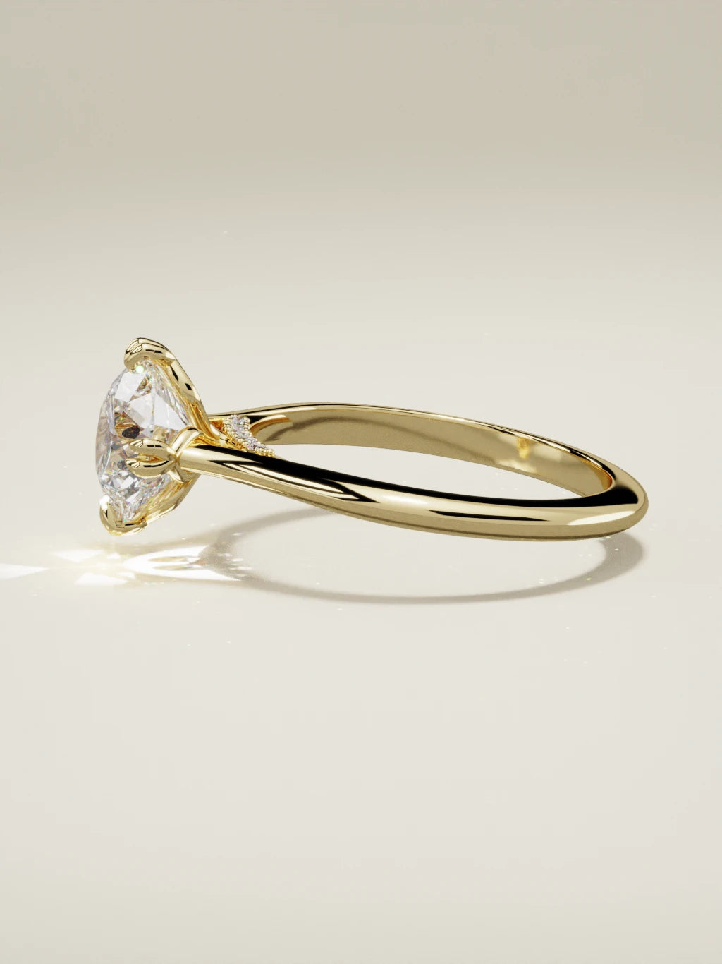The Jazmin round lab-grown diamond solitaire in 14K yellow gold, side view