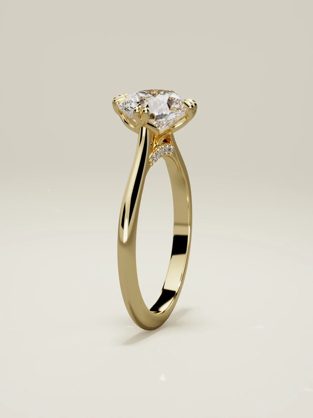 The Jazmin round lab-grown diamond solitaire in 14K yellow gold, standing front view