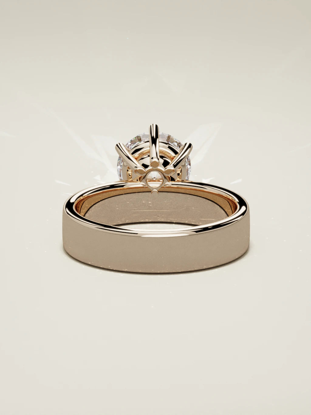 The Joya round lab-grown diamond solitaire in 14K rose gold, back view