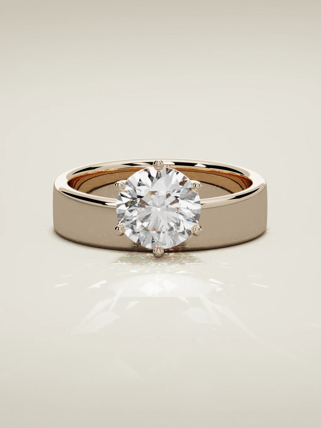 The Joya round lab-grown diamond solitaire in 14K rose gold, front view