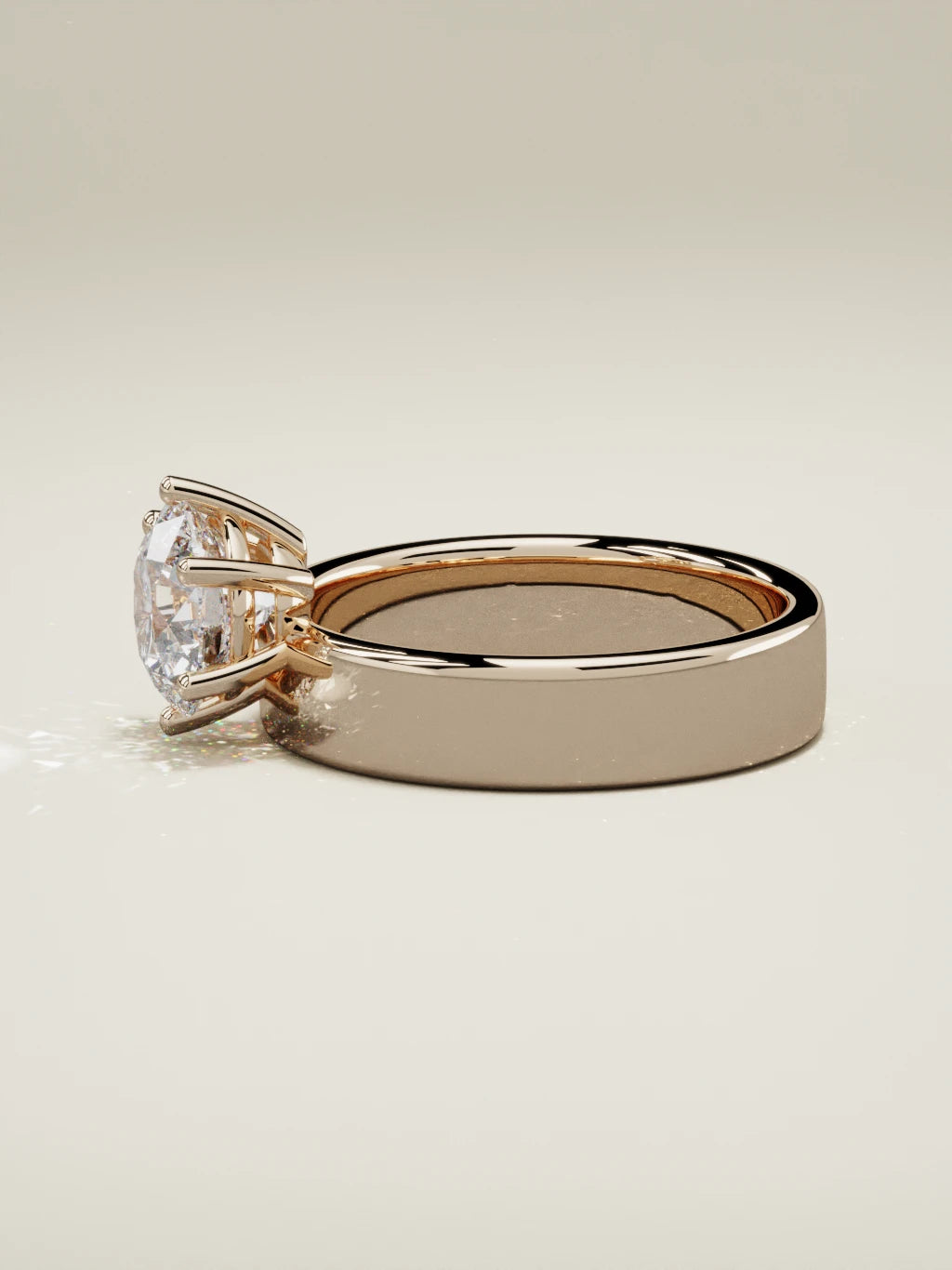 The Joya round lab-grown diamond solitaire in 14K rose gold, side view