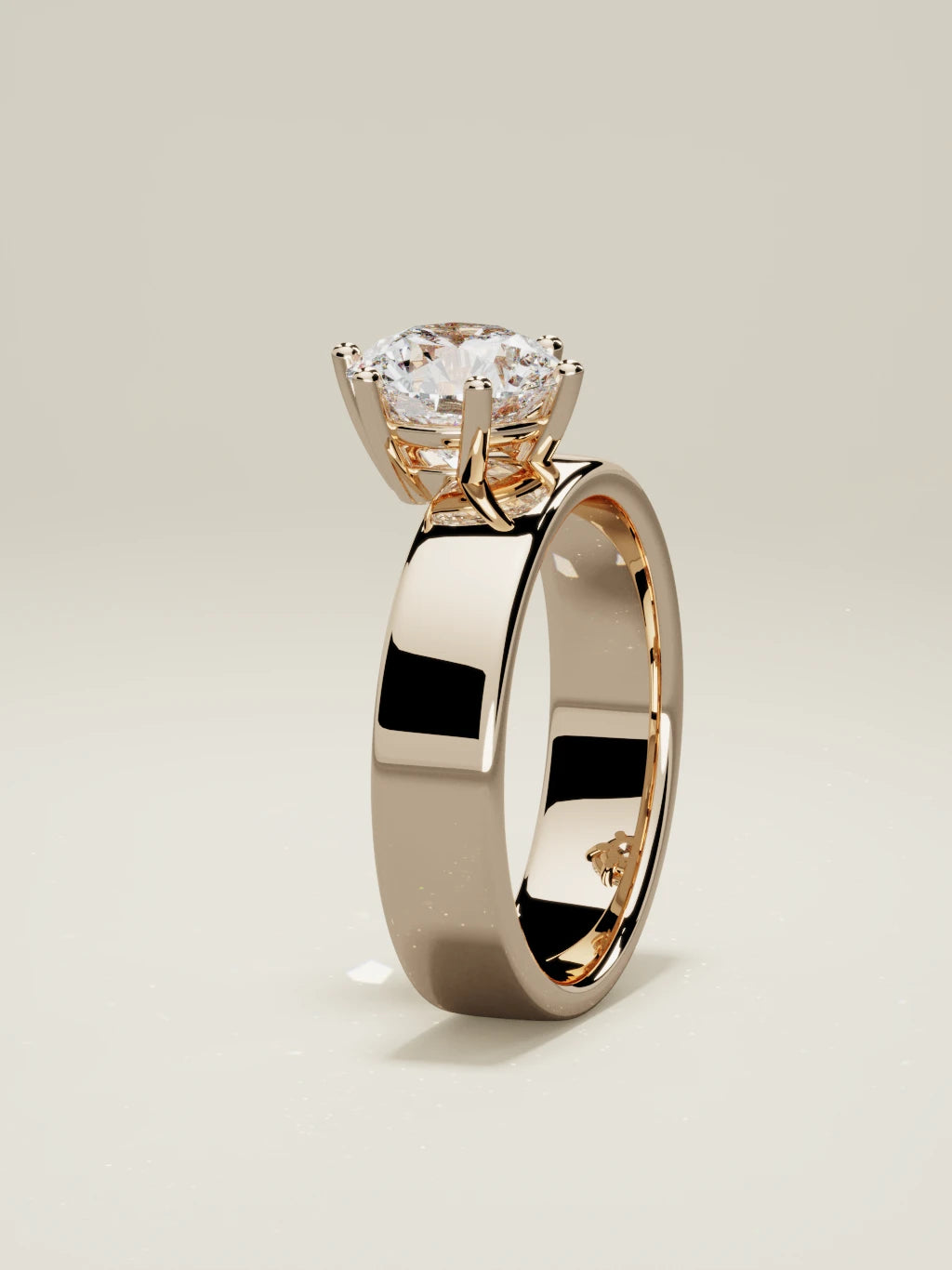 The Joya round lab-grown diamond solitaire in 14K rose gold, standing front view