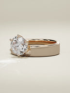 The Joya round lab-grown diamond solitaire in 14K rose gold, three-quarter view
