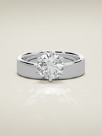 The Joya round lab-grown diamond solitaire in 14K white gold, front view