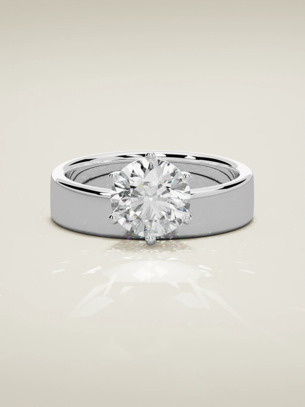 The Joya round lab-grown diamond solitaire in 14K white gold, front view