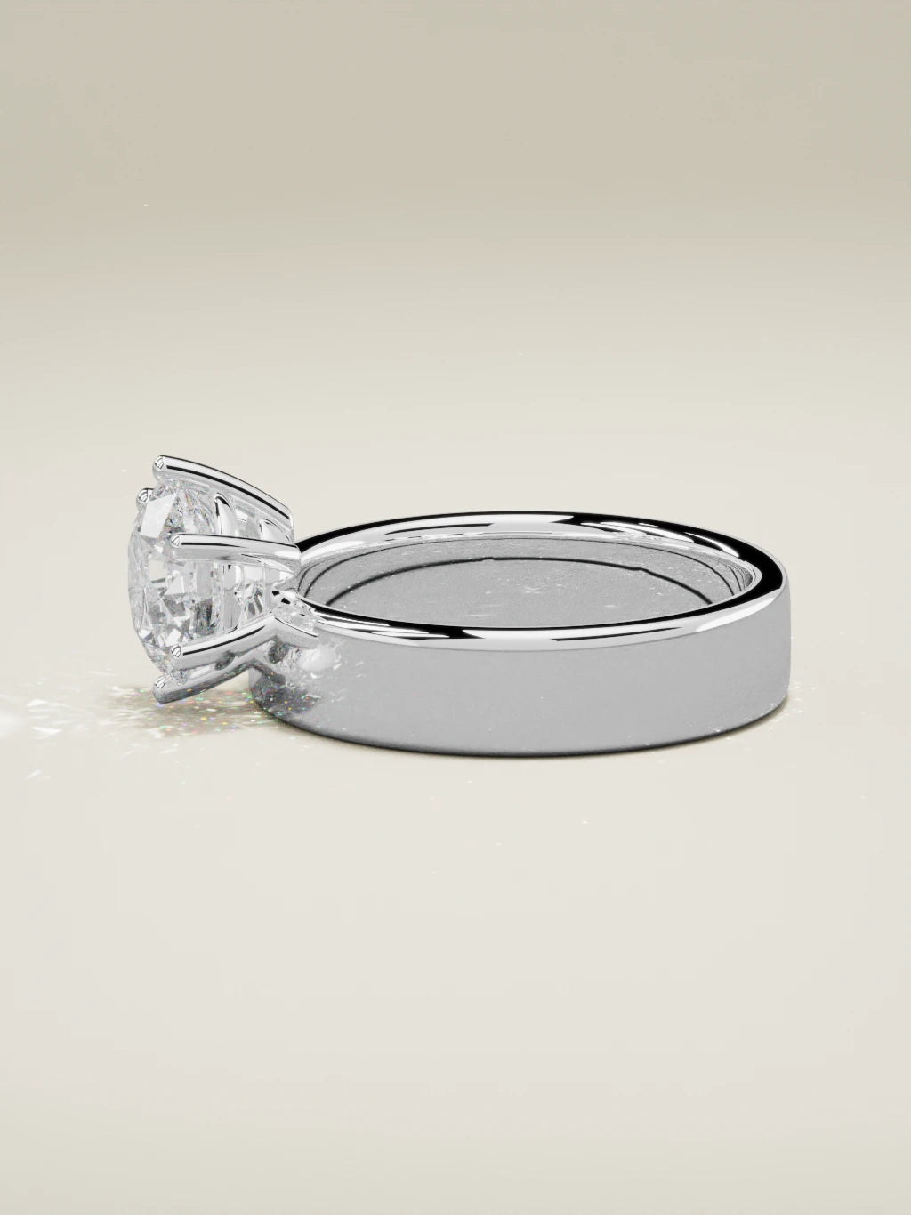 The Joya round lab-grown diamond solitaire in 14K white gold, side view