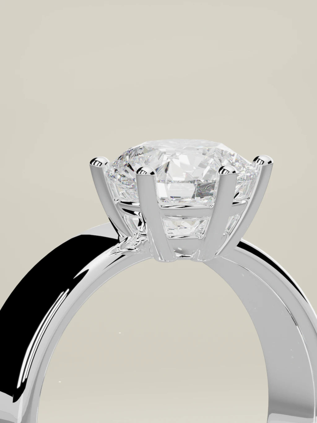 The Joya round lab-grown diamond solitaire in 14K white gold, standing three-quarter view