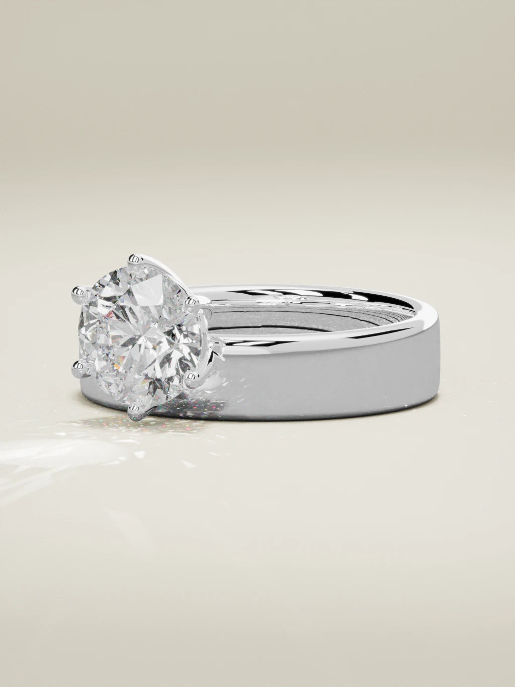 The Joya round lab-grown diamond solitaire in 14K white gold, three-quarter view
