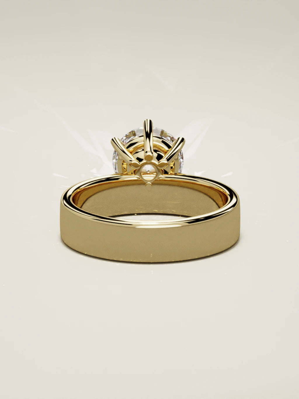 The Joya round lab-grown diamond solitaire in 14K yellow gold, back view