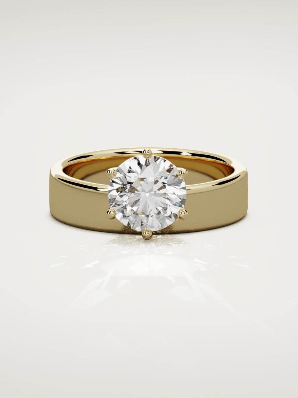 The Joya round lab-grown diamond solitaire in 14K yellow gold, front view