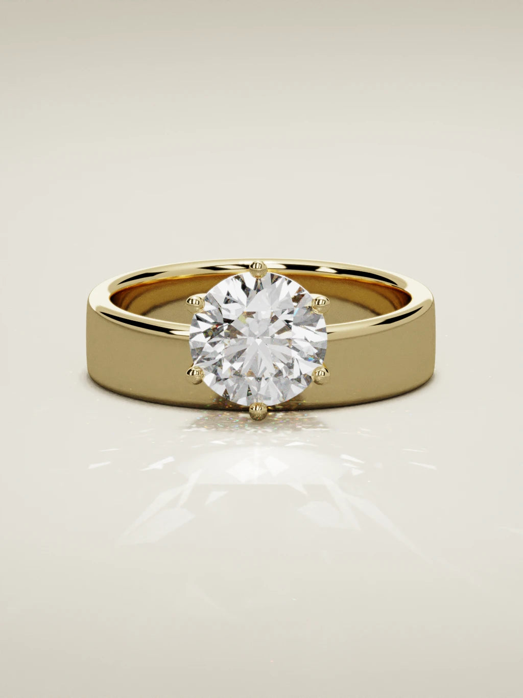 The Joya round lab-grown diamond solitaire in 14K yellow gold, front view
