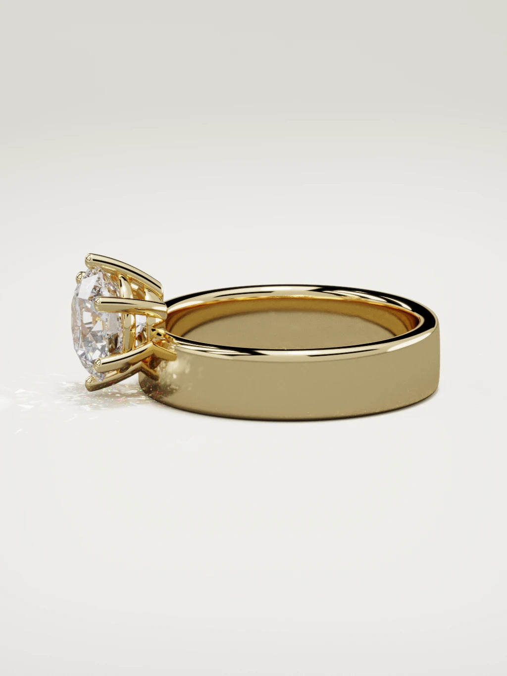 The Joya round lab-grown diamond solitaire in 14K yellow gold, side view
