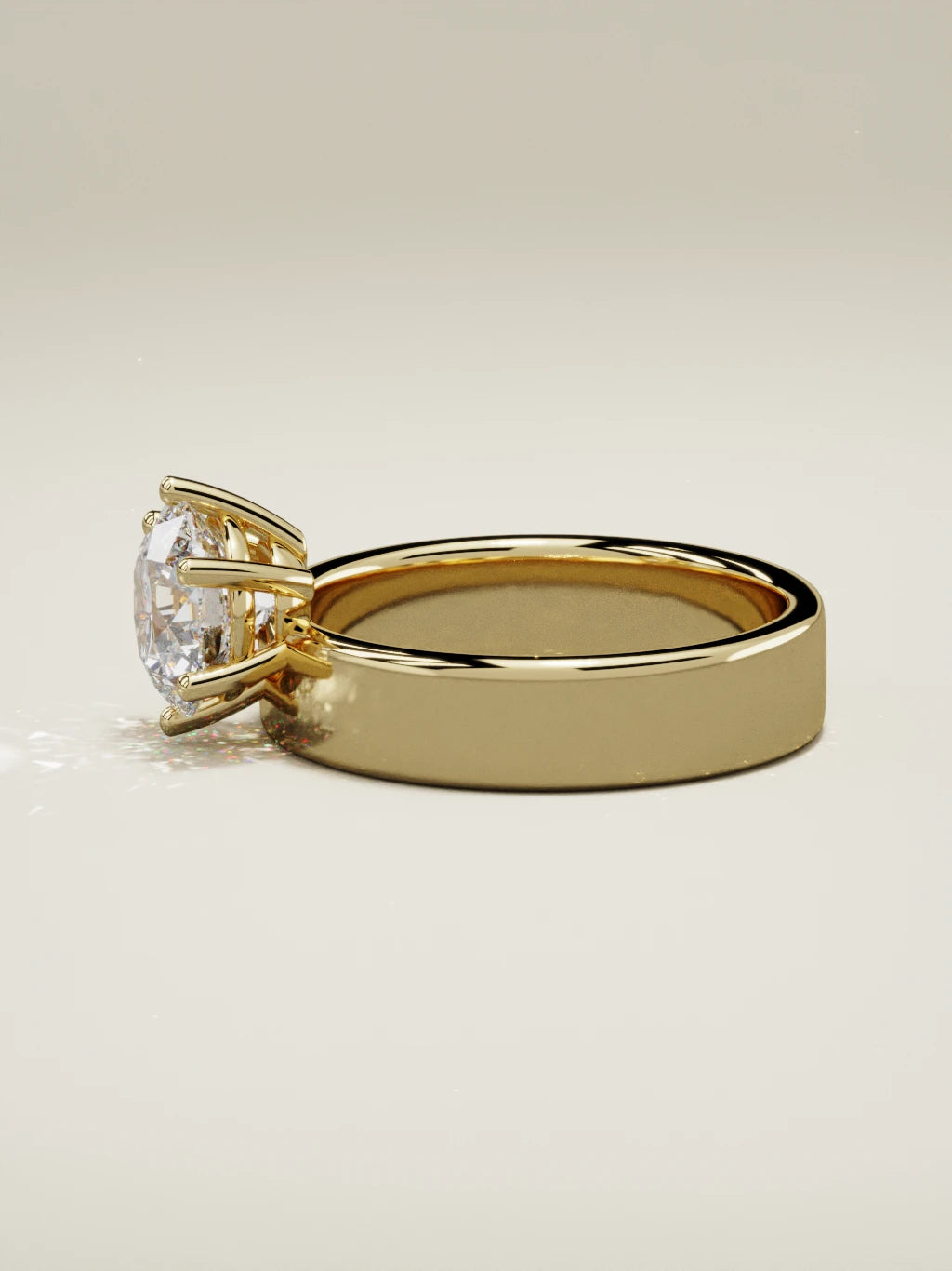 The Joya round lab-grown diamond solitaire in 14K yellow gold, side view