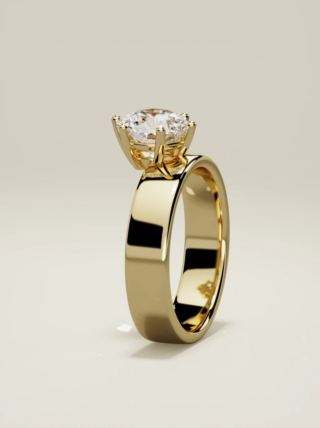 The Joya round lab-grown diamond solitaire in 14K yellow gold, standing front view